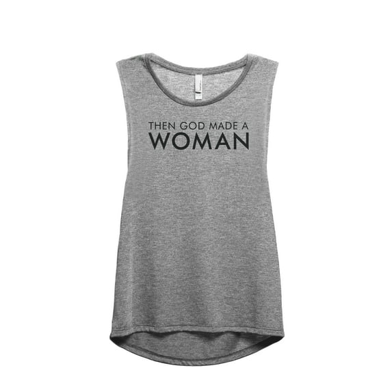 Then God Made A Woman Women's Fashion Sleeveless Muscle Workout Yoga Tank Top Heather Grey Grey Medium
