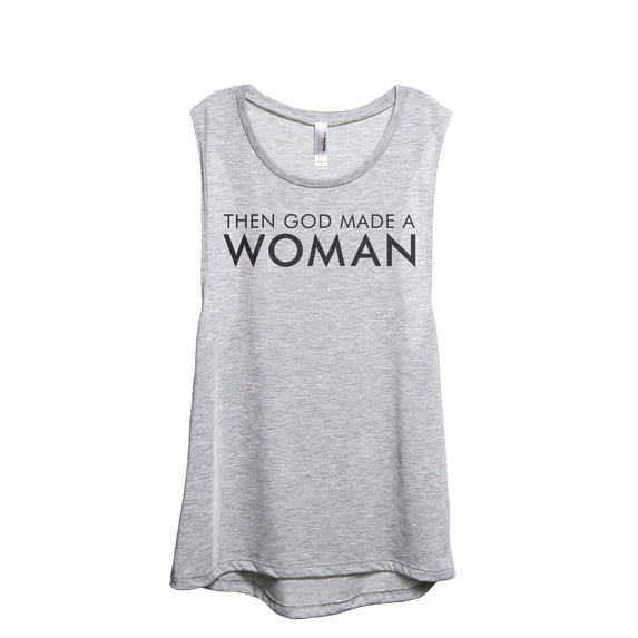 Then God Made A Woman Women's Fashion Sleeveless Muscle Workout Yoga Tank Top Sport Grey X-Large