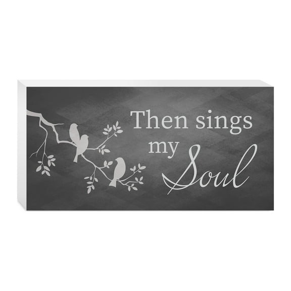 Then Sings My Soul Slate Geometric Birds 10 x 5 Wood Tabletop Sign Plaque