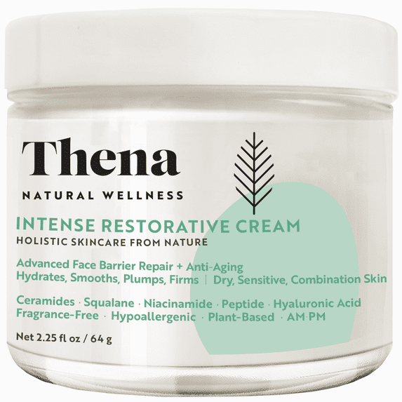 Thena Advanced Barrier Repair Face Cream for Dry Sensitive Skin with Ceramides, Niacinamide & Peptides, Daily Hydration & Soothing Recovery, Fragrance Free