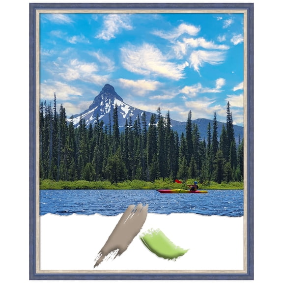 Theo Blue Narrow Wood Picture Frame, Photo Frame, Art Frame