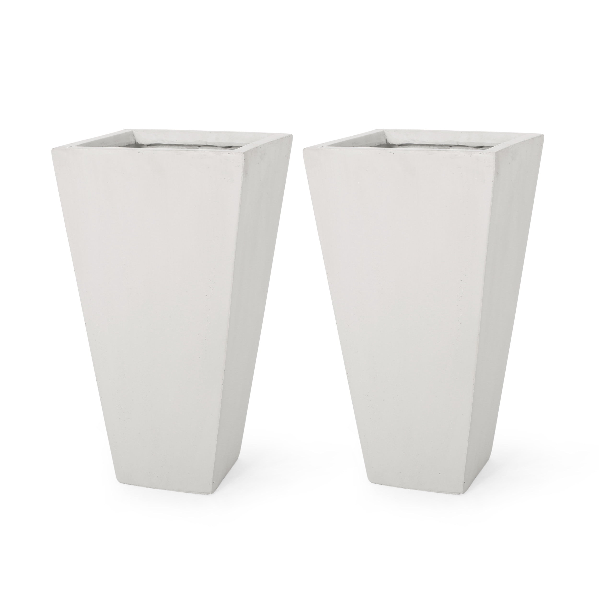 Theo Cast Stone Small Outdoor Planters, Set of 2, White