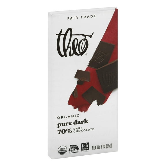 Theo Chocolate Dark Chocolate Bar 70% 3 oz (Pack Of 12)