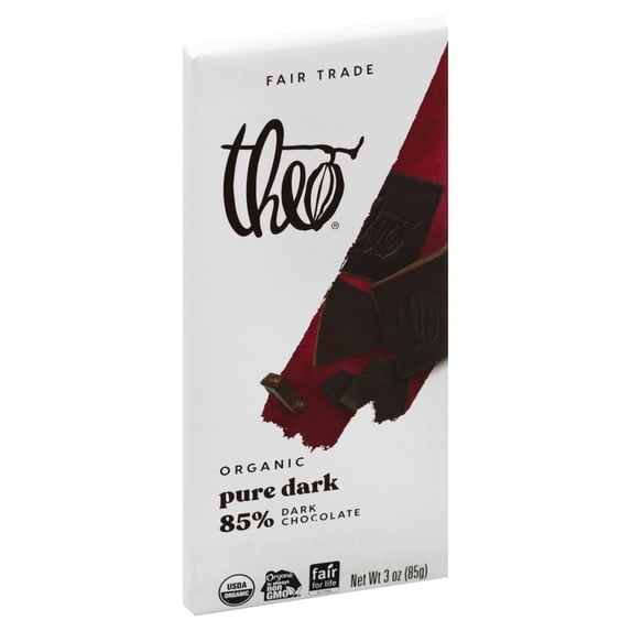 Theo Chocolate Dark Chocolate Bar 85% 3 oz (Pack Of 12)