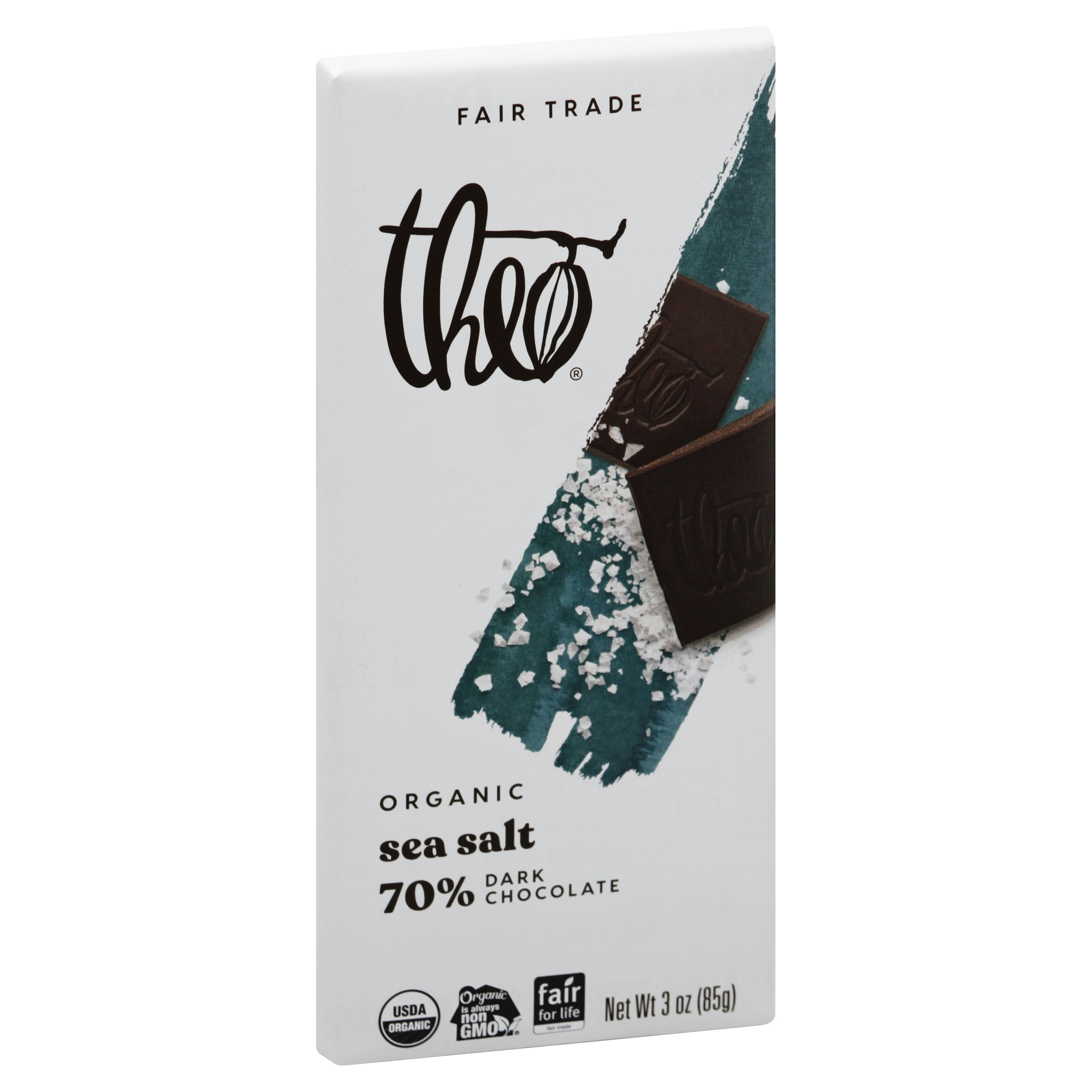 Theo Chocolate Dark Sea Salt Organic Chocolate Bar 3 oz (Pack Of 12)