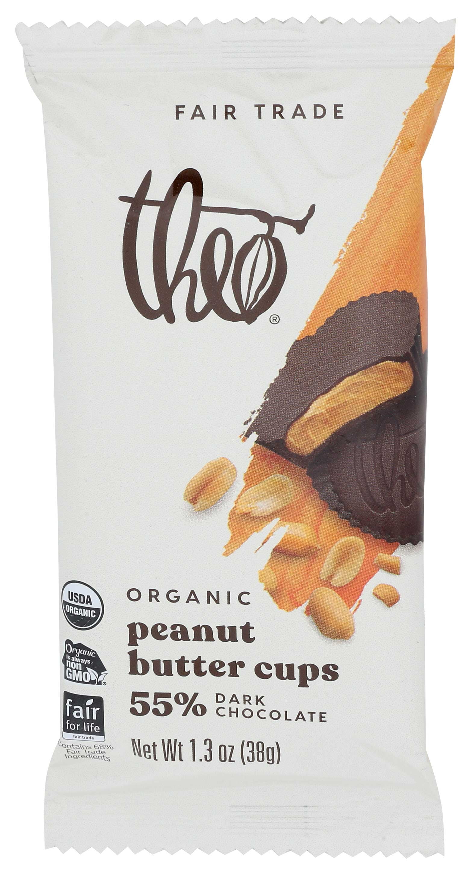 Theo Chocolate Organic Dark Chocolate Peanut Butter Cups,12 Pack