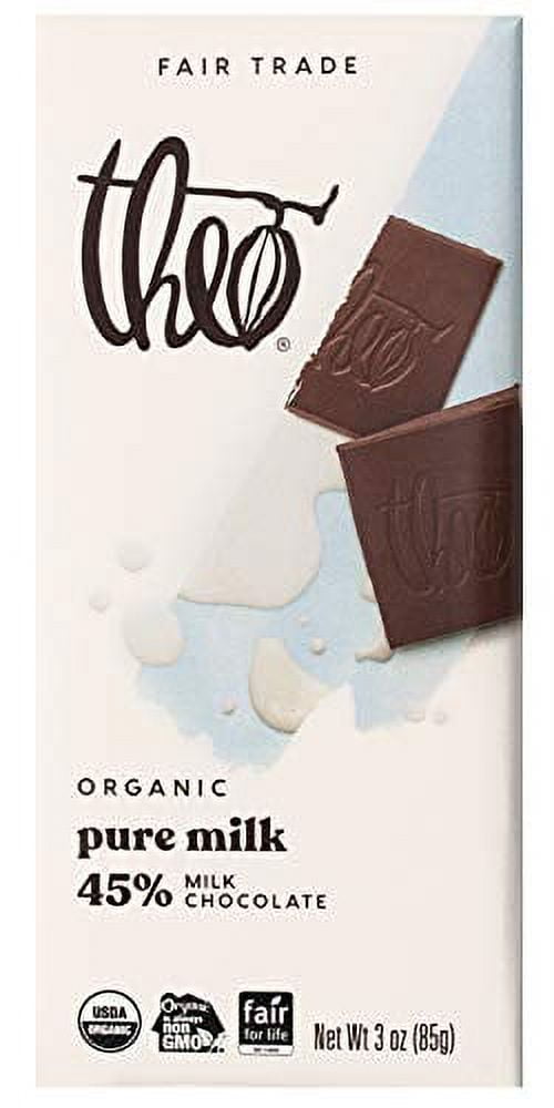 Theo Chocolate Organic Milk Chocolate Bar Unflavored 3 oz