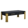 thumbnail image 1 of Benjara Theo Coffee Table- 2 Drawers- Gold Metal- Retro Black Wood 48 Inch, 1 of 5
