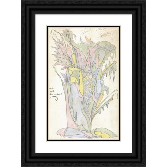 Theo Colenbrander 11x14 Black Ornate Wood Framed Double Matted Museum Art Print Titled: Design for Earthen Work Decoration (1918-02-10)