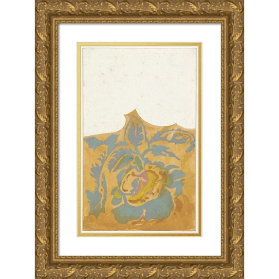 Theo Colenbrander 11x14 Gold Ornate Wood Frame and Double Matted Museum Art Print Titled - Design Drawing for a Menu with Vegetable Decoration (C. 1851 - C. 1930)