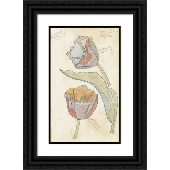 Theo Colenbrander 12x18 Black Ornate Wood Framed Double Matted Museum Art Print Titled - Tulpen (1917-06-22)