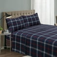 thumbnail image 1 of Theo Dark Navy Plaid 4-piece Sheet Set King, 1 of 3