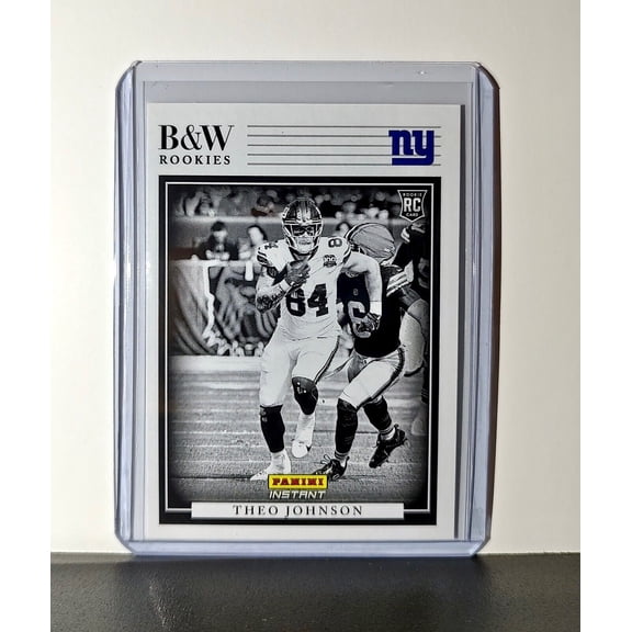 Theo Johnson 2024 Panini NFL #26 Black & White Rookies Card Giants 1 of 680