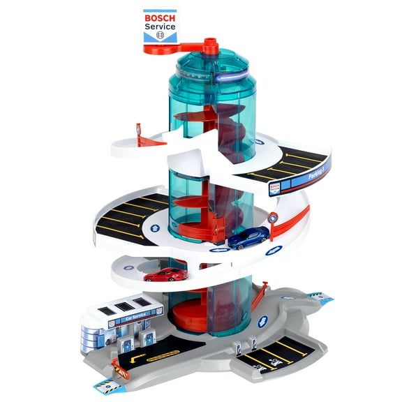 Theo Klein Bosch Car Service Helix Shaped Parking Garage Toy for Kids 3+