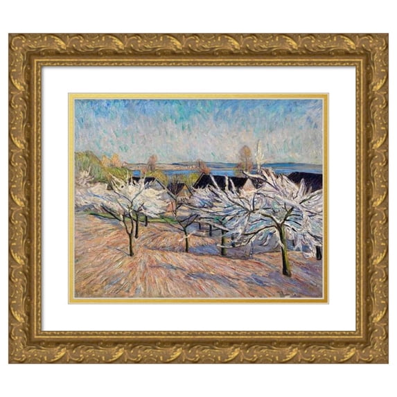 Theo Von Brockhusen 24x20 Gold Ornate Framed and Double Matted Museum Art Print Titled - Flowering Trees (Tree Blossom in Werder) (1910)