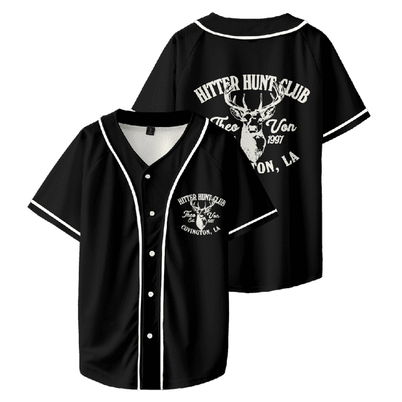 Theo Von Merch Hitter Hunt Club Baseball Shirt Unisex T-Shirt Short Sleeve Casual Shirts