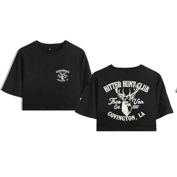 Theo Von Merch Hitter Hunt Club Crop Top T-shirt Suits Girls Women Short Sleeve Tee