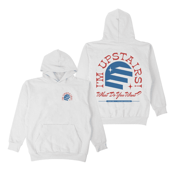 Theo Von Merch Hoodie I'm Upstairs Logo Printed Long Sleeve Sweatshirt Women Men Streetwear Pullover