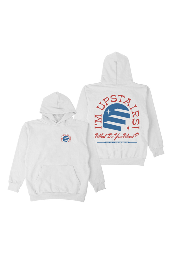 Theo Von Merch Hoodie I'm Upstairs Logo Printed Long Sleeve Sweatshirt Women Men Streetwear Pullover