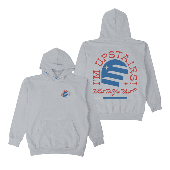 Theo Von Merch Hoodie I'm Upstairs Logo Printed Long Sleeve Sweatshirt Women Men Streetwear Pullover