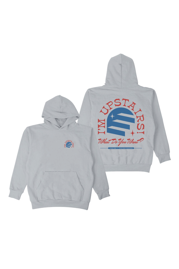 Theo Von Merch Hoodie I'm Upstairs Logo Printed Long Sleeve Sweatshirt Women Men Streetwear Pullover