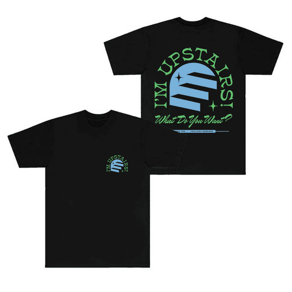 Theo Von Merch T-Shirt I'm Upstairs Graphic Printed Short Sleeve T Shirts Women Men Streetwear Top Tee