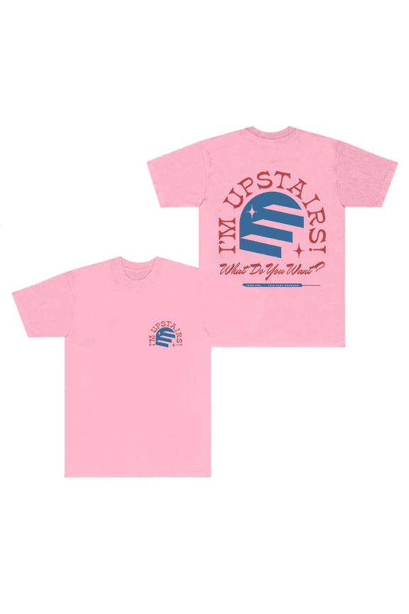 Theo Von Merch T-Shirt I'm Upstairs Logo Printed Short Sleeve T Shirts Women Men Streetwear Top Tees