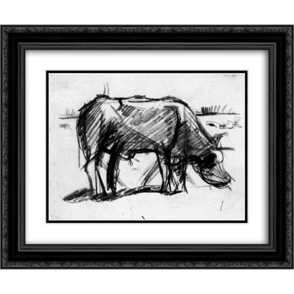 Theo van Doesburg 2x Matted 24x20 Black Ornate Framed Art Print 'Composition (The Cow)'