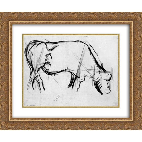 Theo van Doesburg 2x Matted 24x20 Gold Ornate Framed Art Print 'Study for Composition VIII (The Cow)'