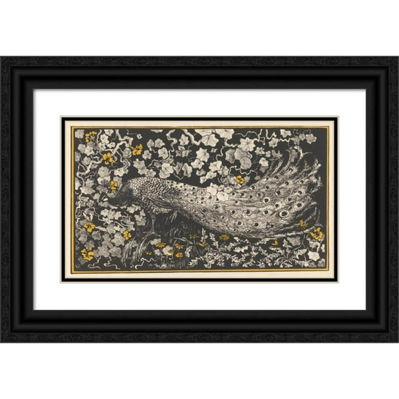 Theo van Hoytema 18x12 Black Ornate Wood Framed Double Matted Museum Art Print Titled - Peacock (1878-1917)