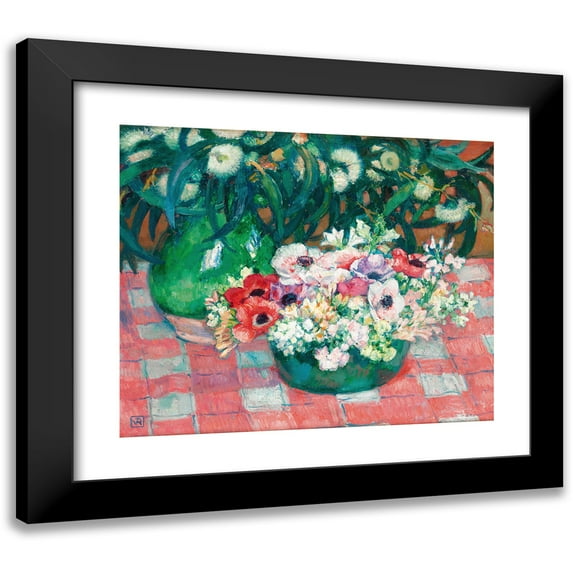 Theo van Rysselberghe 14x12 Black Modern Framed Museum Art Print Titled - Anemones and Eucalyptus