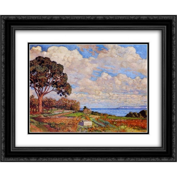 Theo van Rysselberghe 2x Matted 24x20 Black Ornate Framed Art Print 'Large Tree near the Sea'