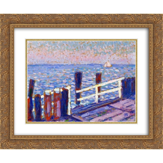 Theo van Rysselberghe 2x Matted 24x20 Gold Ornate Framed Art Print 'The Jetty'