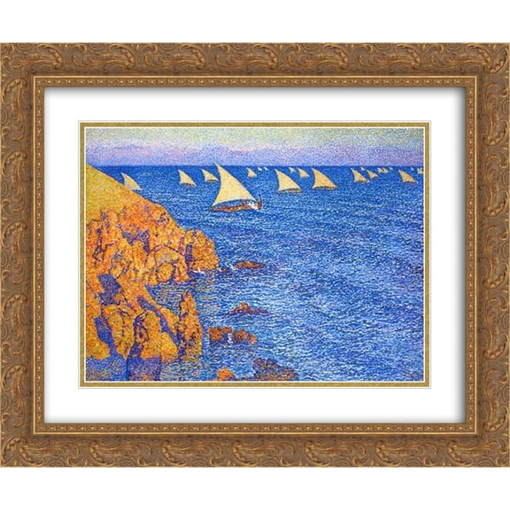 Theo van Rysselberghe 2x Matted 24x20 Gold Ornate Framed Art Print 'The Regata'