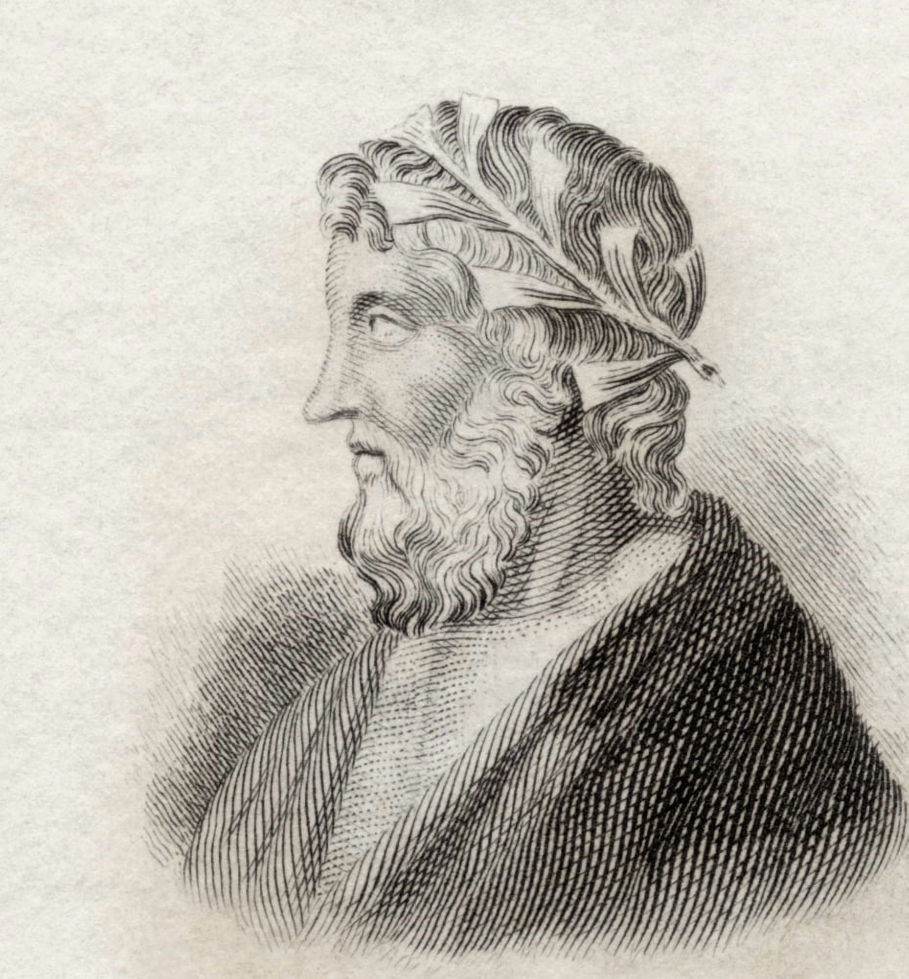 Theocritus Ancient Greek Bucolic Poet From Crabbs Historical Dictionary Published 1825 Canvas Art - Ken Welsh Design Pics (14 x 15)
