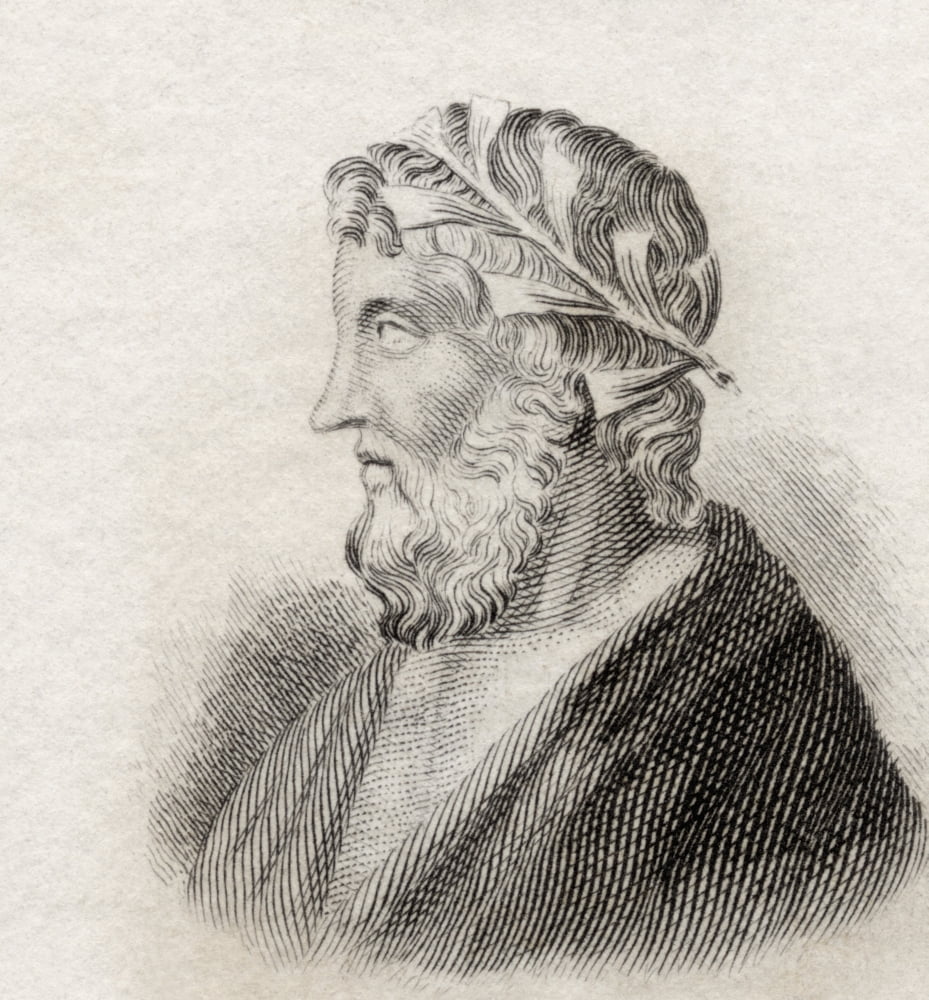 Theocritus Ancient Greek Bucolic Poet From Crabbs Historical Dictionary Published 1825 Canvas Art - Ken Welsh Design Pics (28 x 30)
