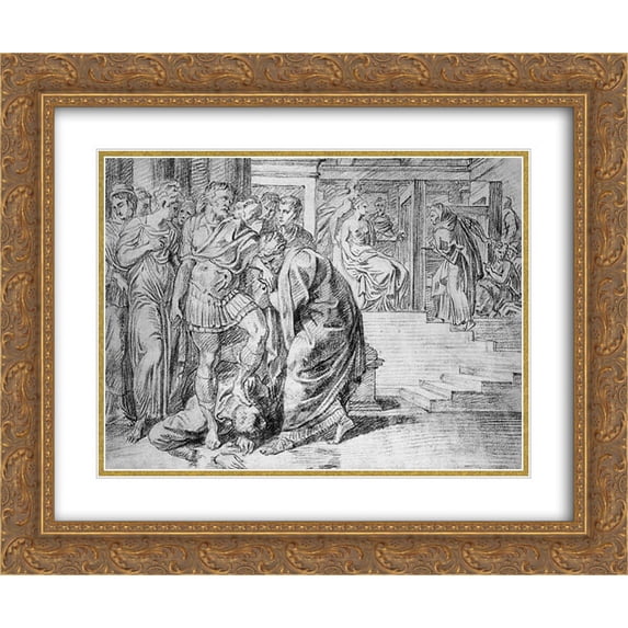 Theodoor van Thulden 2x Matted 24x20 Gold Ornate Framed Art Print 'Penelope Announces Odyseus's Return'