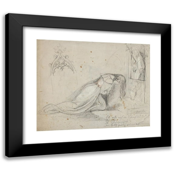 Theodor Richard Edward von Holst 24x20 Black Modern Framed Museum Art Print Titled - Gretchen in Prayer Before a Statue of the Mater Dolorosa (1828-31)