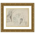 thumbnail image 1 of Theodor Richard Edward von Holst 24x20 Gold Ornate Framed and Double Matted Museum Art Print Titled - Studies of a Woman and Man's Head (1828-31), 1 of 4