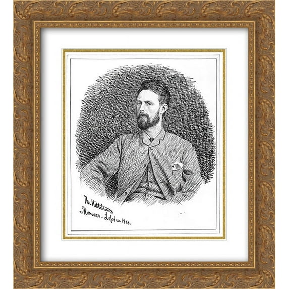 Theodor Severin Kittelsen 2x Matted 20x22 Gold Ornate Framed Art Print 'Selvportrett'