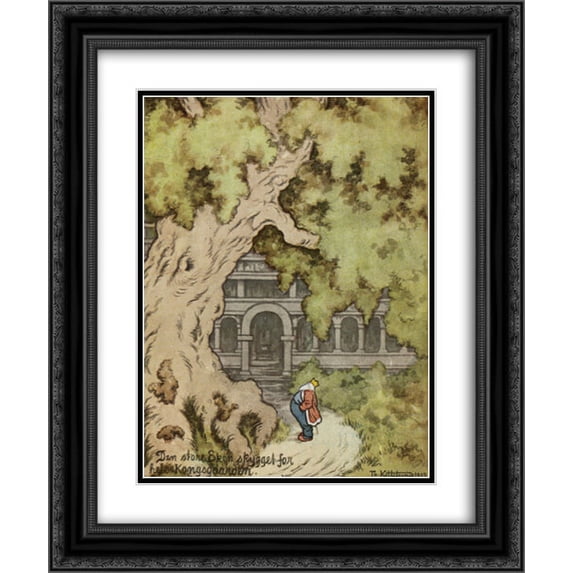 Theodor Severin Kittelsen 2x Matted 20x24 Black Ornate Framed Art Print 'Den store eken skygget for kongsgσrden'
