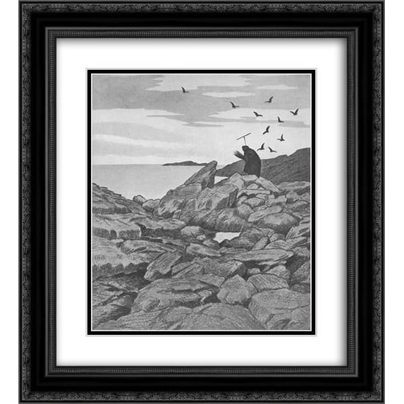 Theodor Severin Kittelsen 2x Matted 20x24 Black Ornate Framed Art Print 'Pesta Drar'