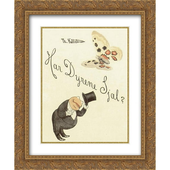 Theodor Severin Kittelsen 2x Matted 20x24 Gold Ornate Framed Art Print 'Har dyrene Sj?l Cover'