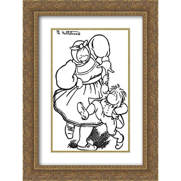 Theodor Severin Kittelsen 2x Matted 20x24 Gold Ornate Framed Art Print 'dancing troll'
