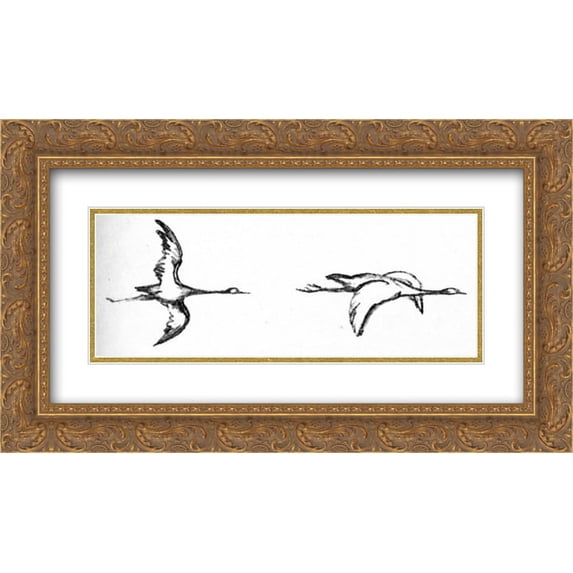 Theodor Severin Kittelsen 2x Matted 24x14 Gold Ornate Framed Art Print 'Heggren'