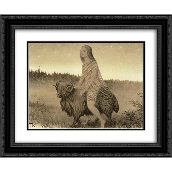 Theodor Severin Kittelsen 2x Matted 24x20 Black Ornate Framed Art Print 'Ikke Kjoerende Og Ikke Ridende'