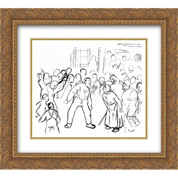 Theodor Severin Kittelsen 2x Matted 24x20 Gold Ornate Framed Art Print 'Blacksmith and Aase '