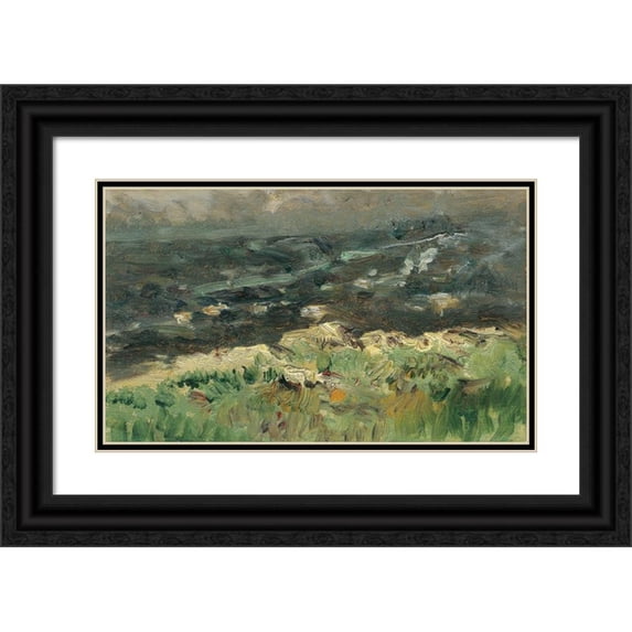 Theodor Von Hörmann 24x16 Black Ornate Framed Double Matted Museum Art Print Titled: At the Sea Beach (1889)