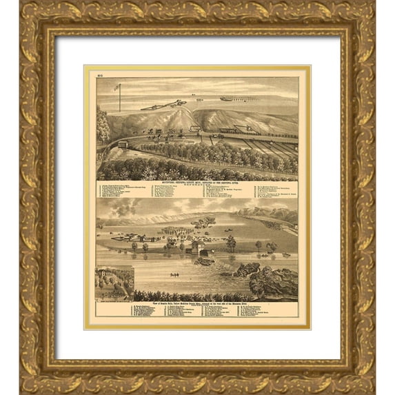Theodore 12x13 Gold Ornate Wood Framed with Double Matting Museum Art Print Titled - Montevideo Minnesota - Theodore 1874
