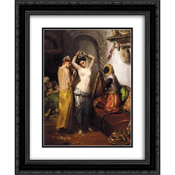 Theodore Chasseriau 2x Matted 20x24 Black Ornate Framed Art Print 'Orientalist Interior'